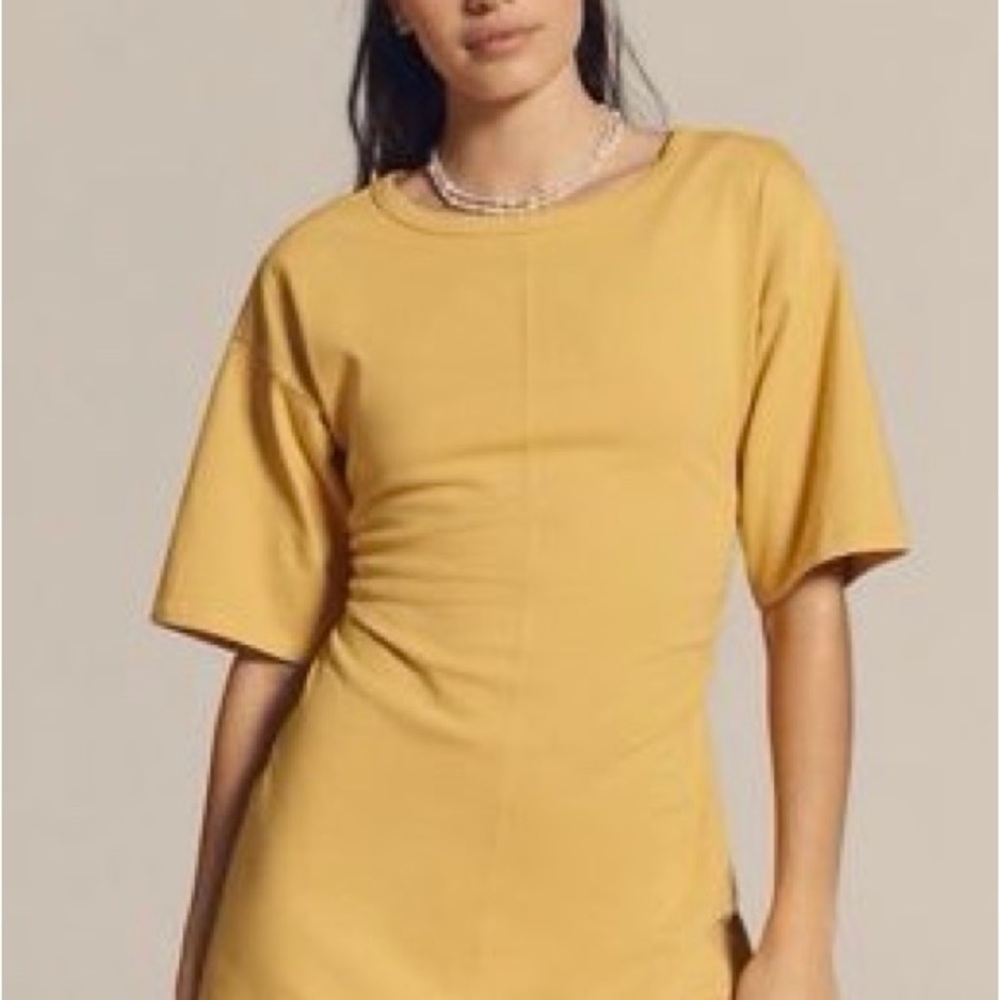 Anthropologie Dress Gold SIZE LARGE Daily Practice Short-Sleeve T-Shirt NEW